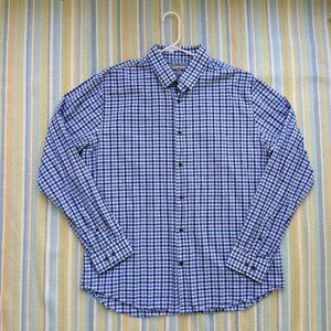 ⭐ Express Fitted blue plaid/checked button down size XL 17 - 17.5